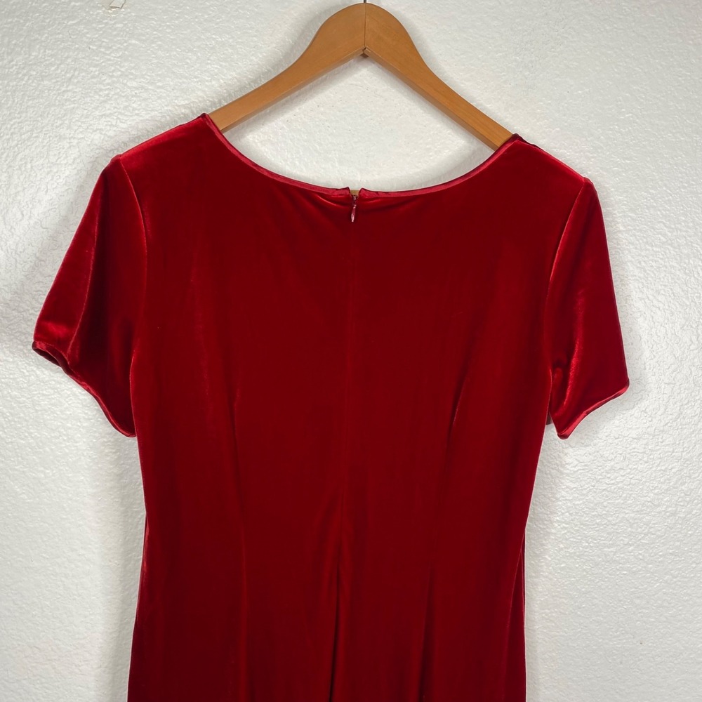 Coldwater Creek Women's Velvet Long Short Sleeves Holiday Dress Red Size 12 - Picture 9 of 13